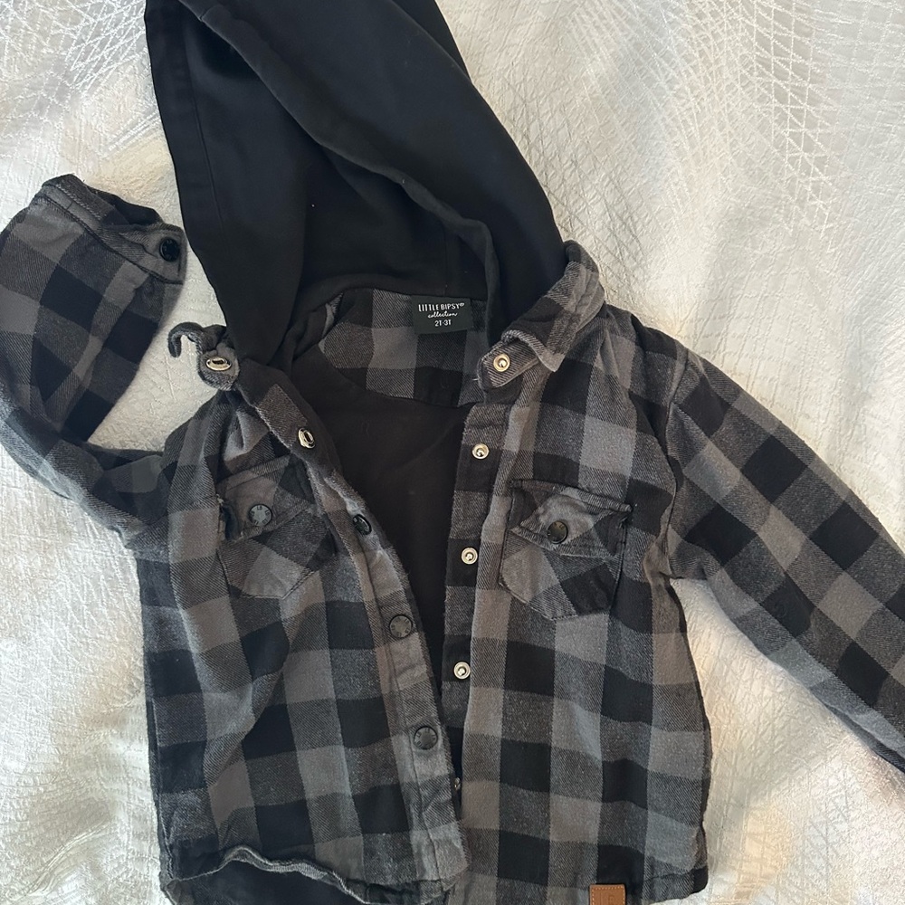 Little Bipsy Black and Gray Plaid Jacket